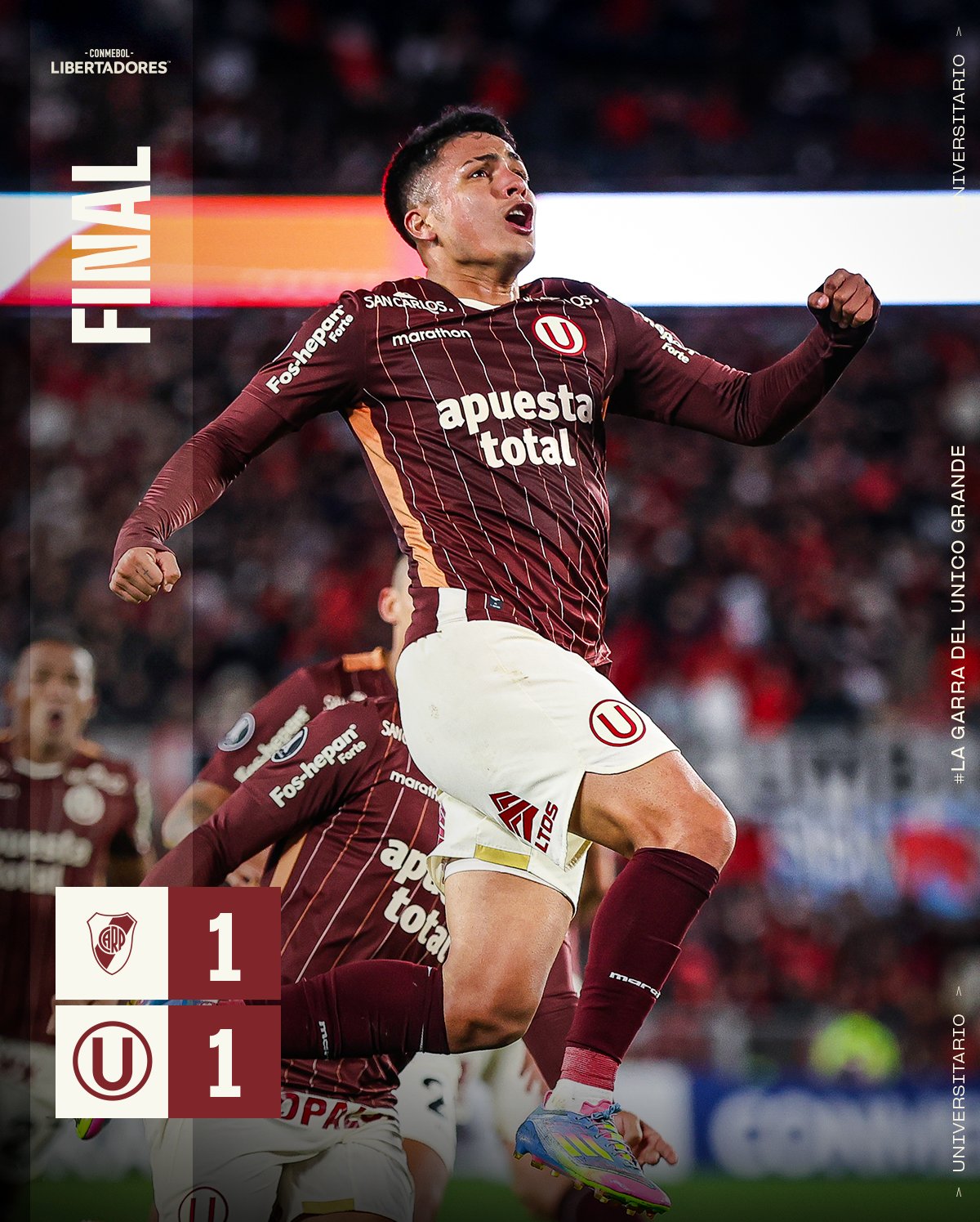 River Plate 1-1 Universitario.