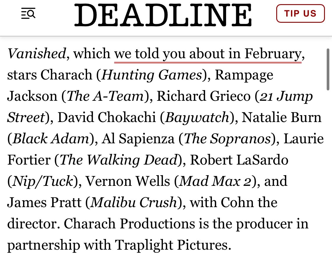 Exciting to see Texas Nightmare and Vanished at Cannes Film Festival. 

deadline.com/2025/05/vanish…
#jamespratt #cannes