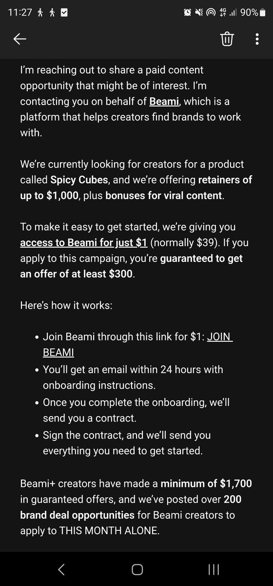 WTF is this scammy bs in my junk folder??

Trying to get creators to sign up on a monthly subscription just to get a chance at brand work is the scummiest shit.

Don't do this.
Very icky.

This was 'Beami' for those wondering