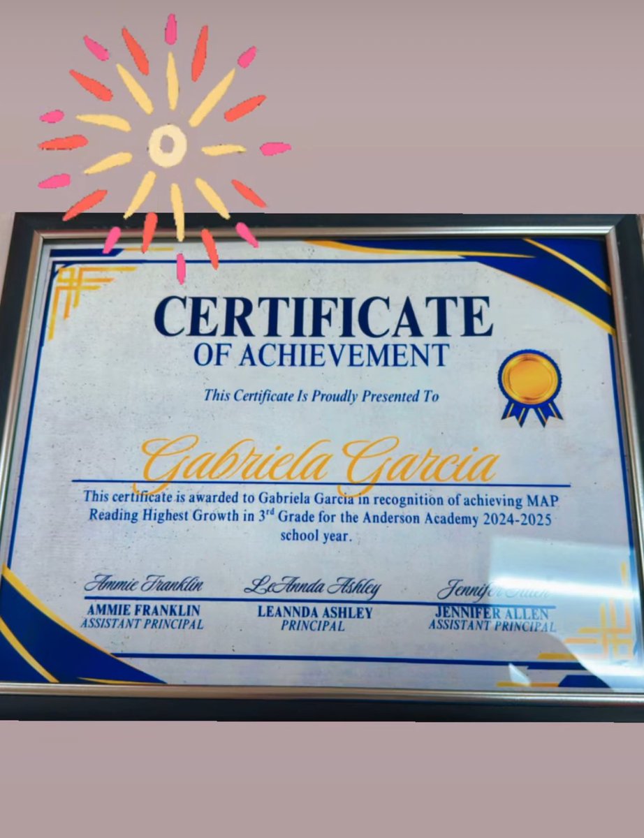 Ms.Garcia (@garciajazm8996) on Twitter photo I’m excited to share that I received the MAP certificate for the highest growth my students had on reading in 3rd grade at Anderson Academy for the 2024-2025 school year! 🎉📖 . <a href="/SADubberke/">Scott Dubberke</a> I’m excited to share that I received the MAP certificate for the highest growth my students had on reading in 3rd grade at Anderson Academy for the 2024-2025 school year! 🎉📖 . <a href="/SADubberke/">Scott Dubberke</a>