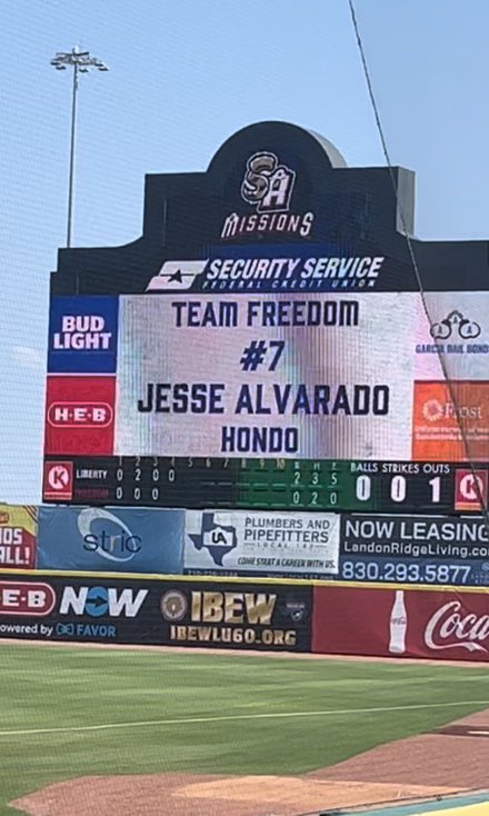 Pretty cool to see our boy Jesse’s name on the Jumbotron!!!