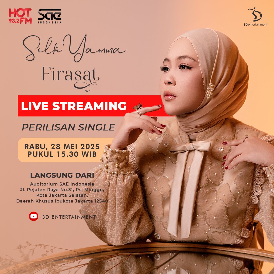 Hari ini kita seru-seruan bareng Selfi Yamma jam 15.30 WIB yaa! Stay tune di Youtube 3D Entertainment! youtube.com/@3dent_id?si=5…

#FirasatSelfiYamma #SelfiYamma #3dent