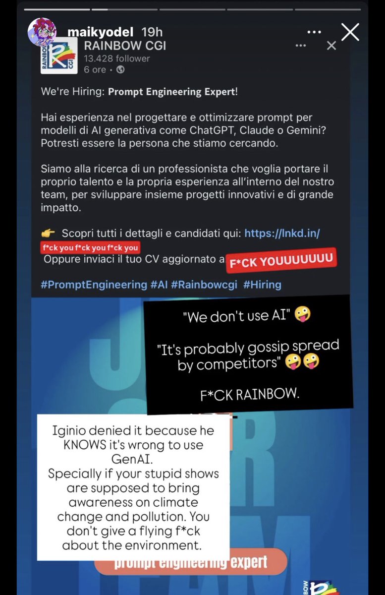 spicyroxxi's tweet photo. Rainbow just straight up admitting they are using ai for the winx reboot is insane. These people literally used to hire actual fashion designers… https://t.co/LsMhCchtav