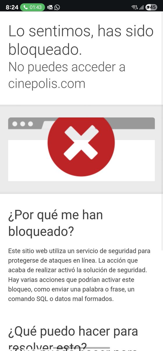 VaqueiroWins's tweet photo. @AyudaCinepolis por que motivo me sale esto si solamente quería entrar a la página web con mi cuenta y salió esto https://t.co/NYkdGrEFwX
