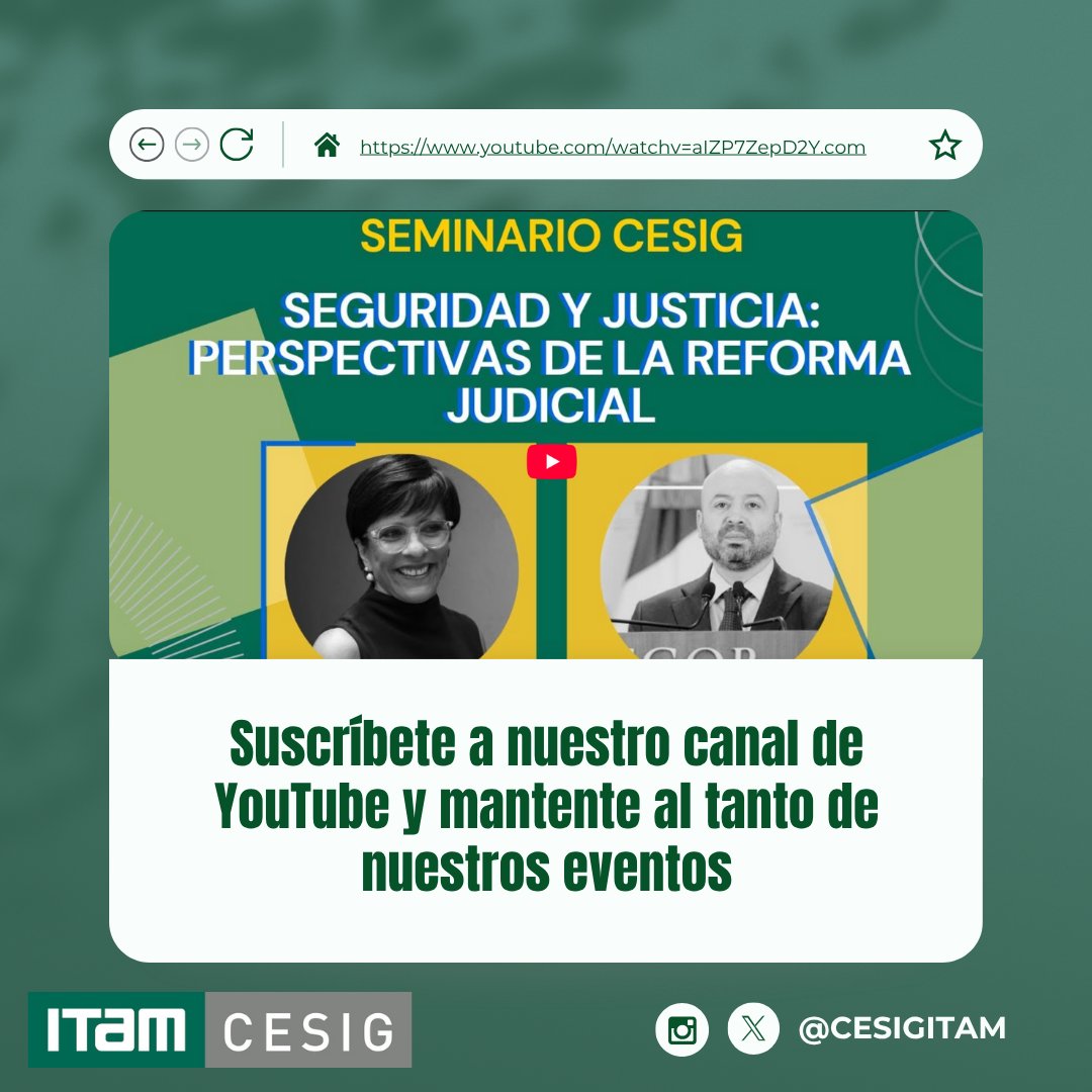 🖥️ ¿Te has quedado con las ganas de ver alguno de nuestros seminarios? 

Suscríbete  a nuestro canal y compártenos tu opinión sobre los temas más relevantes  en materia de seguridad, inteligencia y gobernanza. 

🔗: youtube.com/@cesigitam6755

🔗 del video: youtube.com/watch?v=aIZP7Z…