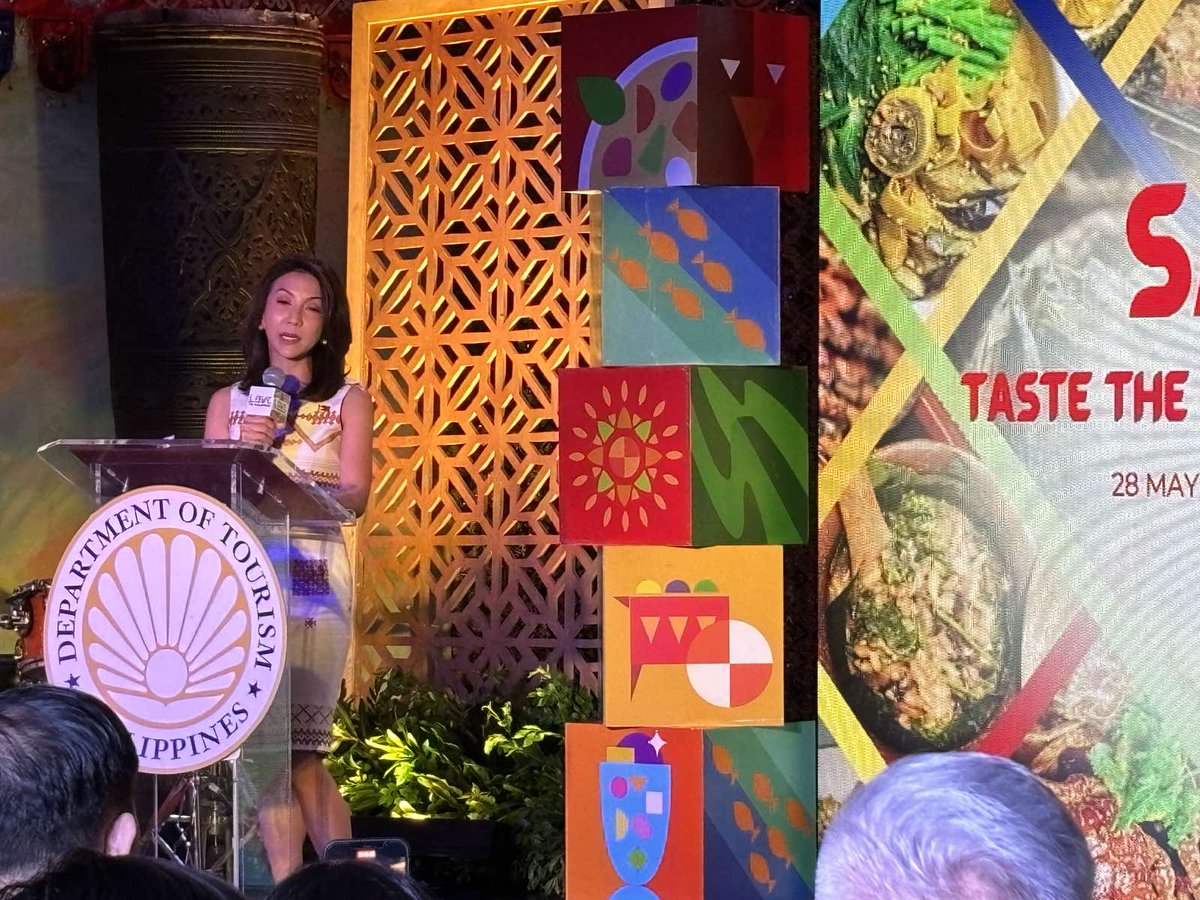HAPPENING NOW. Tourism Secretary Christina Frasco launches the Philippines’ new strategic framework and roadmap for gastronomy tourism at the Ayala Malls Manila Bay on Wednesday (May 28, 2025), which aims to position the country as a premier food destination in Southeast Asia.