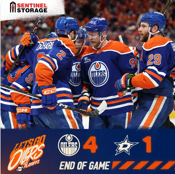 _JBH8's tweet photo. Who Hoo! The @EdmontonOilers added another W to this series, now lead the Dallas Stars 3-1 in this final. Congratulations #Olers on a 4-1 victory. #LetsGoOilers #Yeg https://t.co/XPauk9BjRM