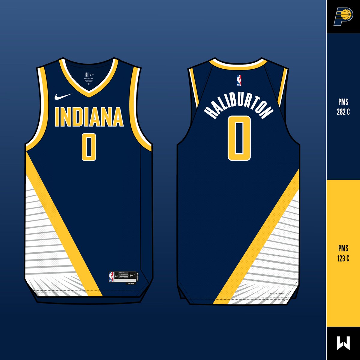 WatnickCreative's tweet photo. Winning Concept Series: Indiana Pacers - Icon and Association Edition Revamp

Modeling the Pacers’ navy and white uniforms after the format of the current gold Statement Edition jerseys. https://t.co/jd7ll2OiJ3