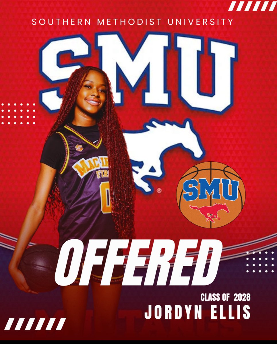 JordynEllis0's tweet image. l’m blessed to have received a scholarship offer from Southern Methodist University. Thanks again @Coachaturn16 and @SMUWBB for believing in me!