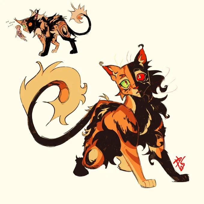 Third time drawing Moonpaw and I haven't even read A Starless Clan Not that I've read these books either. Something something.. Goldenpaw is related to her uhh fetus sister 