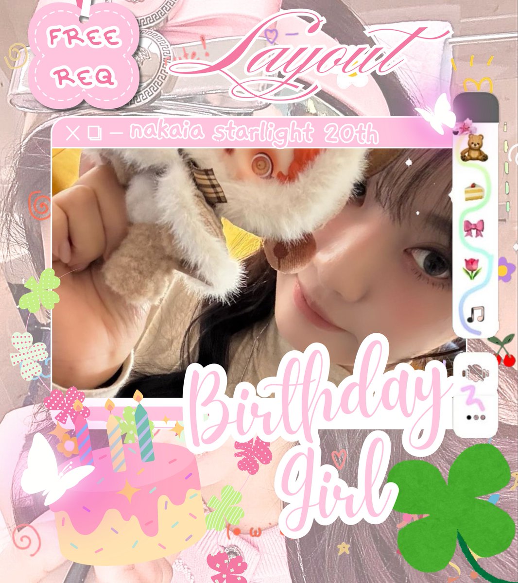 🌀🎊 help repost, thankies!

THE DAY IS TODAY! 🎈
our little cutie Nakaia's (<a href="/nkuromi/">‏ؘ</a>) birthday! 🧸🧴🎊 please welcome special to celebrate her day,  6   FREE LAYOUT    REQUEST   FOR YOU   .  .  .🛁🎡🎠
#KaiaromiBloom29 #BarakallahFiiUmrikNakaia

🥂 More info scroll!
#zonauang