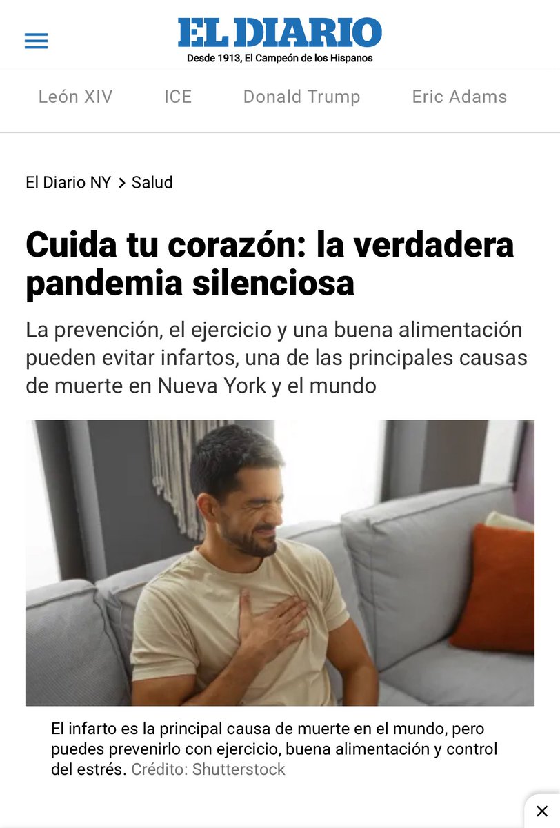 EspicheCarlos's tweet image. 🫀New column by me in @eldiariony with @NHMAMD:
“Cuida tu corazón: la verdadera pandemia silenciosa”
👉 eldiariony.com/2025/05/19/cui…
#HeartHealth #Cardiology #Wellness