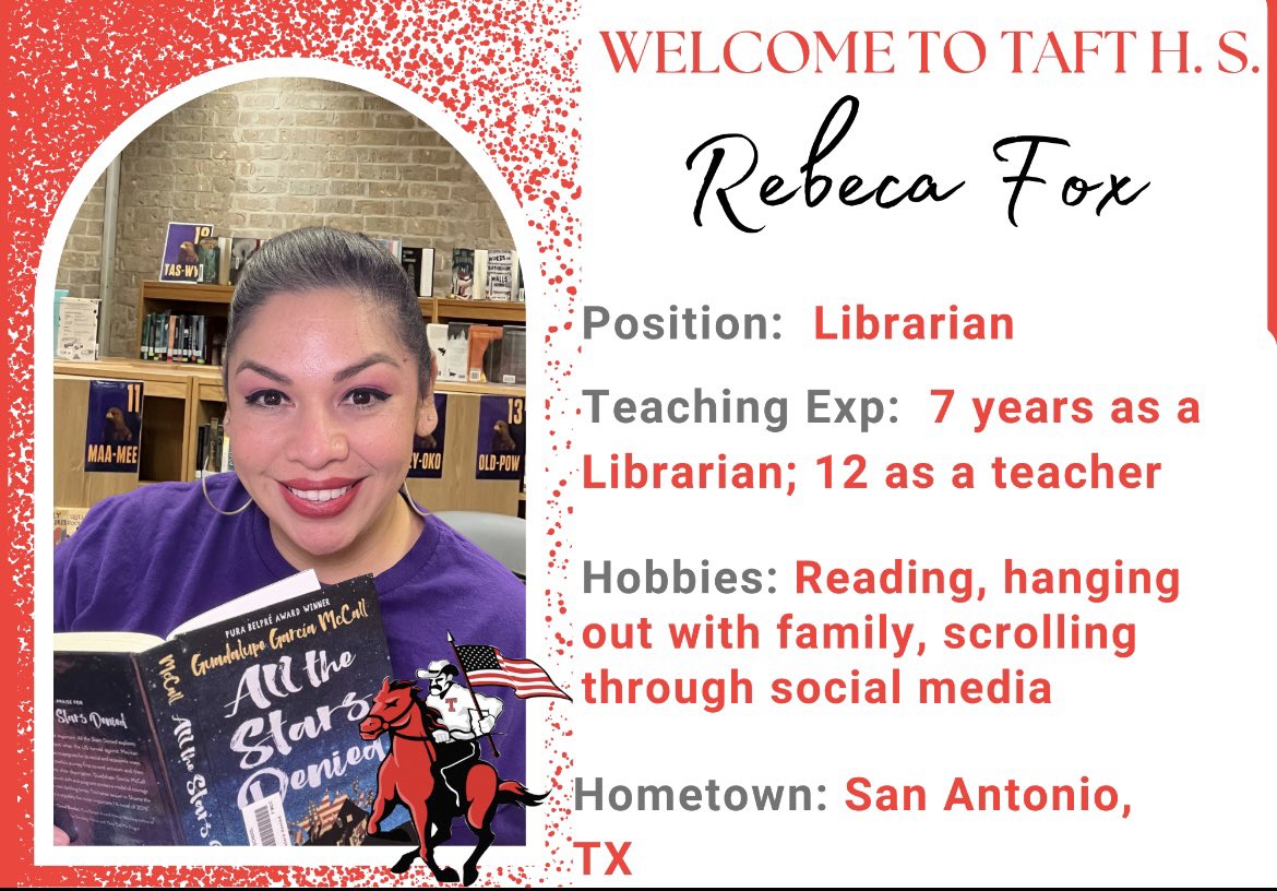 Help us in welcoming Ms. Fox to Taft HS! Ms. Fox will serve as our campus librarian. #RaiderPride