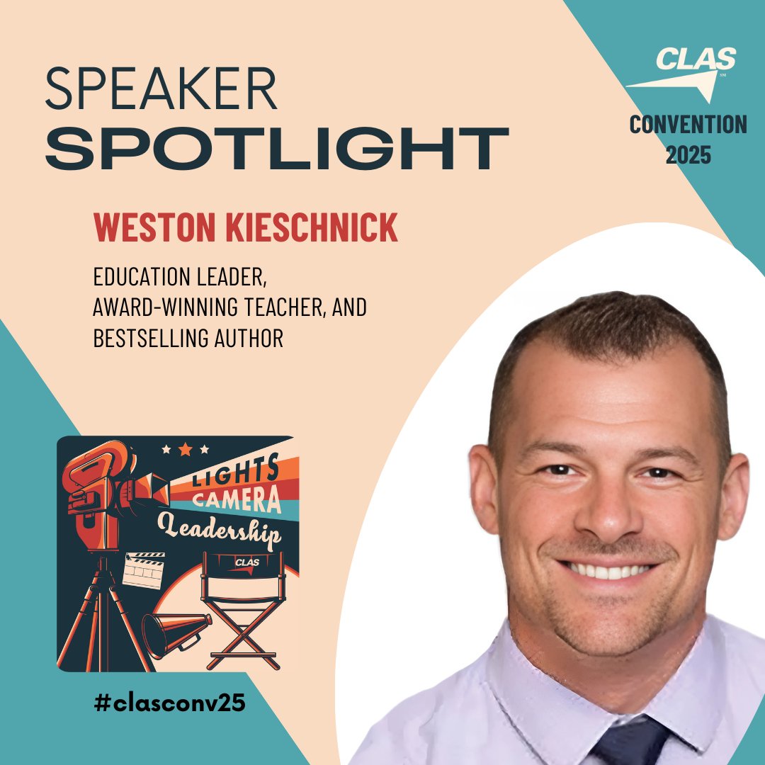 clasleaders's tweet photo. 🎤 Big news! @Wes_Kieschnick brings The Educator’s ATLAS to #clasconv25 — a roadmap to deeper engagement in every school.
📍Mobile, AL | June 8–11
🎟️ Register → https://t.co/hKpbwkelD3
#BoldSchool #TeachingKeating #LightsCameraLeadership #K12leaders #SchoolLeadership https://t.co/ogsqoiJqHt