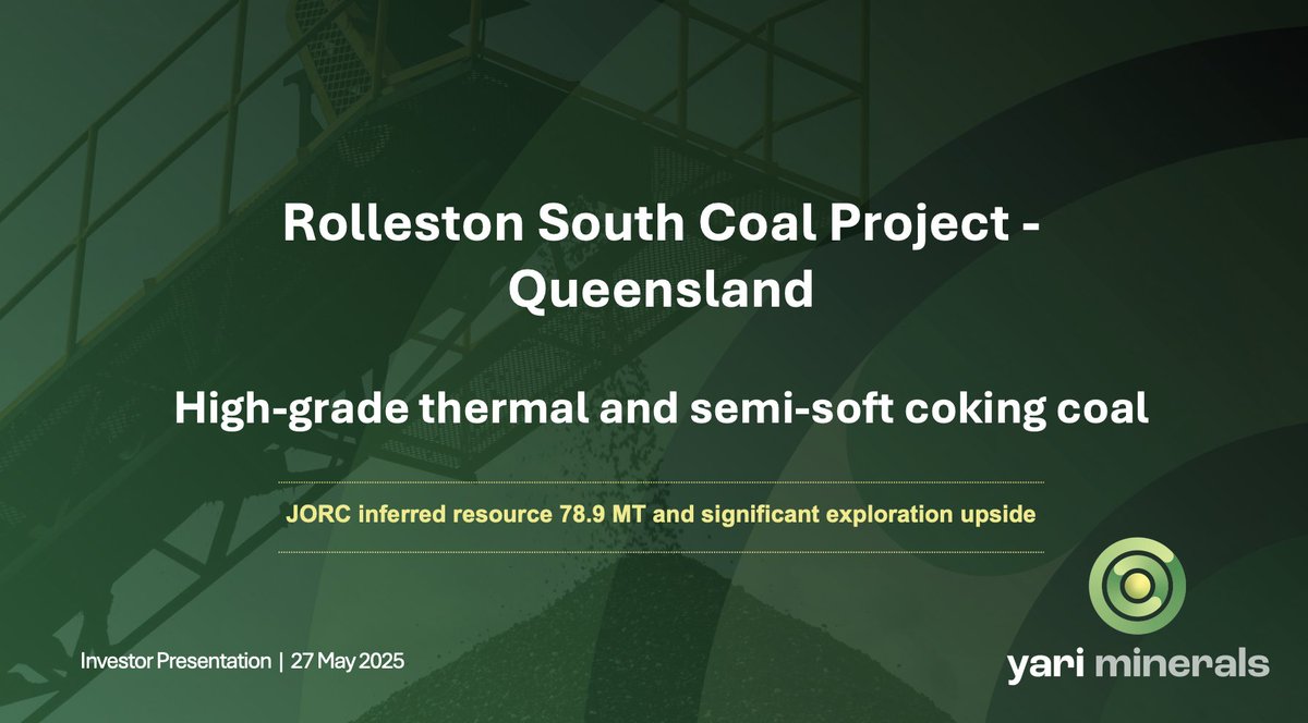 $YAR AGM presentation now available.
– 78.9Mt JORC Inferred Resource
– High-grade thermal + semi-soft coking coal
– Bowen Basin, QLD
– H2 2025 drilling planned

🔗 View: wcsecure.weblink.com.au/pdf/YAR/029507…

#ASX #YAR #Coal #Mining #BowenBasin #ThermalCoal #CokingCoal