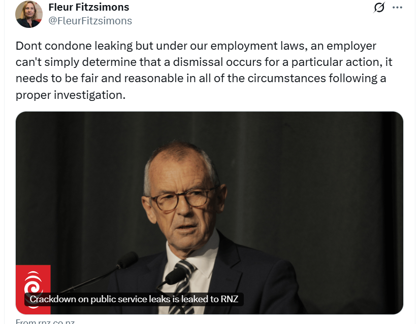 ThavasRas's tweet photo. Utter nonsense as usual. Leaking government data is a clear grounds for dismissal. You'd count yourself lucky not to face further measures frankly. #NZPolitics #labournotfittogovern https://t.co/v0i0cQeKXs