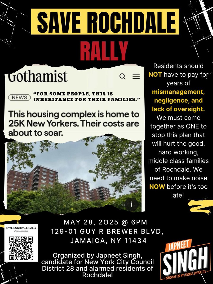 Japneet Singh (@japneetsingh4ny) on Twitter photo The residents of Rochdale Village are under attack and we fighting back!
instagram.com/reel/DKLmFtauZ…
<a href="/Gothamist/">Gothamist</a> <a href="/NY1/">Spectrum News NY1</a> @TheCityNY <a href="/CityLimitsNews/">City Limits</a> <a href="/amNewYork/">amNewYork™</a> <a href="/nypost/">New York Post</a> @nydailynews <a href="/JadSlayman/">Jad slayman</a> @BrigidBergin <a href="/queenspost/">QueensPost</a> @QNSdotcom <a href="/TimesLedger/">TimesLedger</a> <a href="/QueensEagle/">Queens Daily Eagle</a> @QueensCourier @TBNYonTheScene The residents of Rochdale Village are under attack and we fighting back!
instagram.com/reel/DKLmFtauZ…
<a href="/Gothamist/">Gothamist</a> <a href="/NY1/">Spectrum News NY1</a> @TheCityNY <a href="/CityLimitsNews/">City Limits</a> <a href="/amNewYork/">amNewYork™</a> <a href="/nypost/">New York Post</a> @nydailynews <a href="/JadSlayman/">Jad slayman</a> @BrigidBergin <a href="/queenspost/">QueensPost</a> @QNSdotcom <a href="/TimesLedger/">TimesLedger</a> <a href="/QueensEagle/">Queens Daily Eagle</a> @QueensCourier @TBNYonTheScene