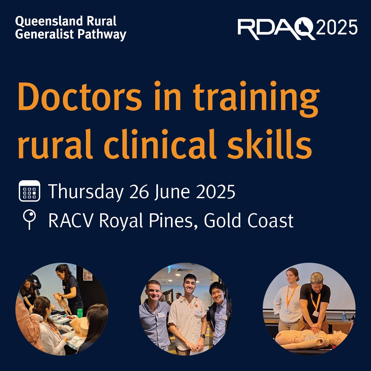 We are pleased to partner with RDAQ to deliver the Doctors in training rural clinical skills pre-conference workshop. Medical students, interns and junior docs – don’t miss out!

🔗 View the program: ow.ly/FWSL50VzL5w
🔗 Register: ow.ly/kCix50VzL5x

#RDAQ2025