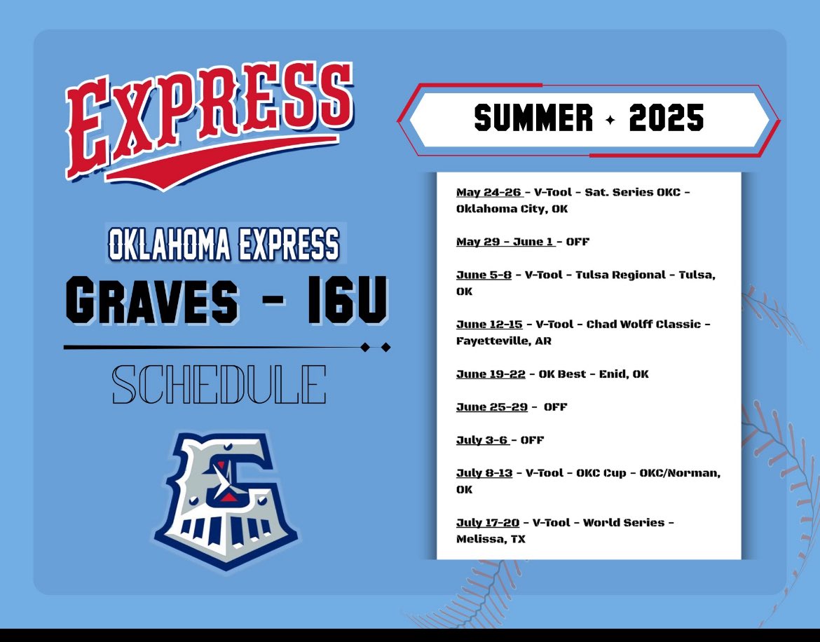 Here we go. <a href="/OK_XPRS_Graves/">Oklahoma Express - Graves</a> <a href="/OklahomaExpress/">Oklahoma Express Baseball</a>