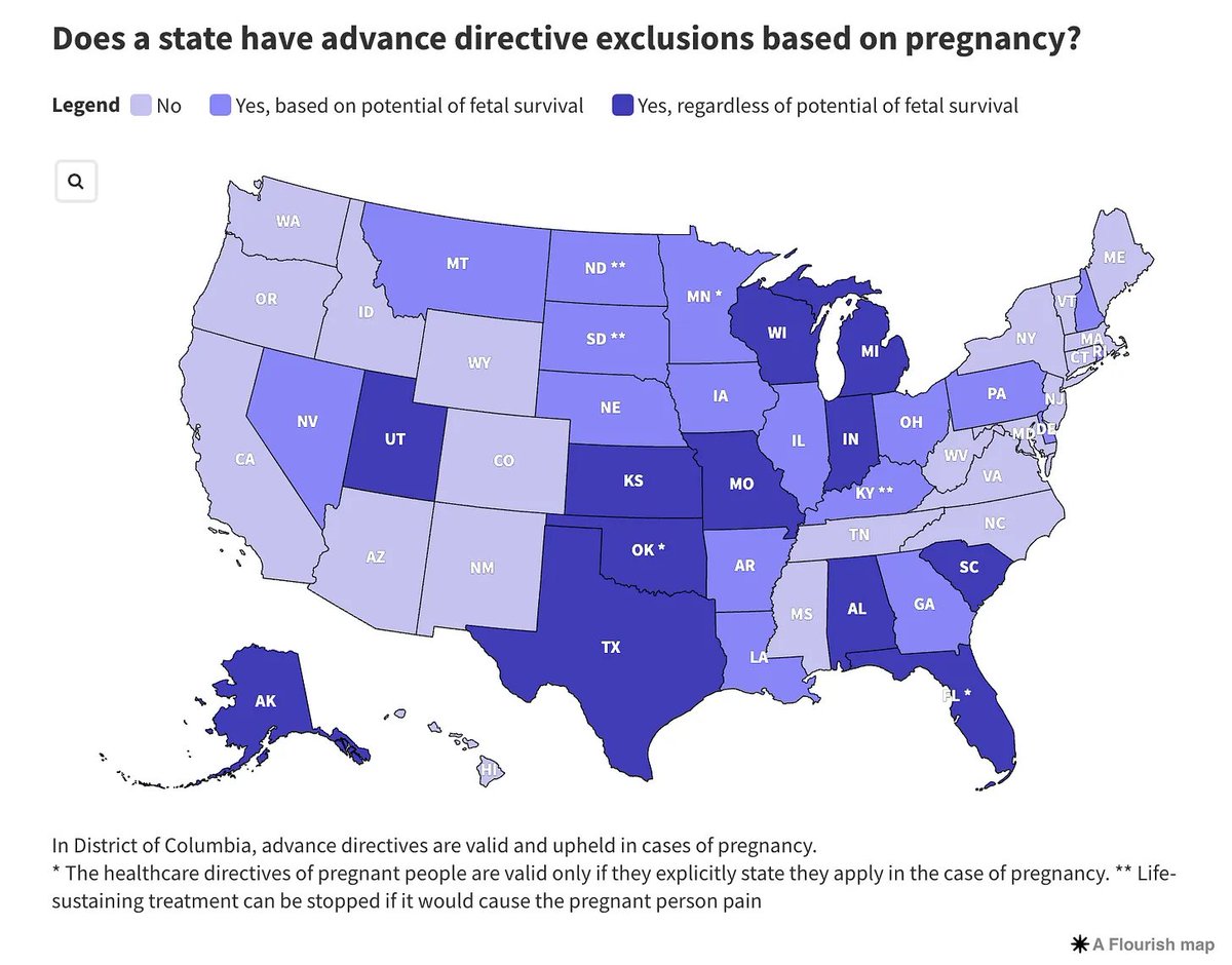Jessica Valenti (@jessicavalenti) on Twitter photo For those who want to learn more, <a href="/PregnancyJust/">Pregnancy Justice | @pregnancyjust.bsky.social</a> has published some really helpful maps on advance directive restrictions and fetal personhood laws.
Click through for the interactive version of this map here: pregnancyjusticeus.org/legal-landscap… For those who want to learn more, <a href="/PregnancyJust/">Pregnancy Justice | @pregnancyjust.bsky.social</a> has published some really helpful maps on advance directive restrictions and fetal personhood laws.
Click through for the interactive version of this map here: pregnancyjusticeus.org/legal-landscap…