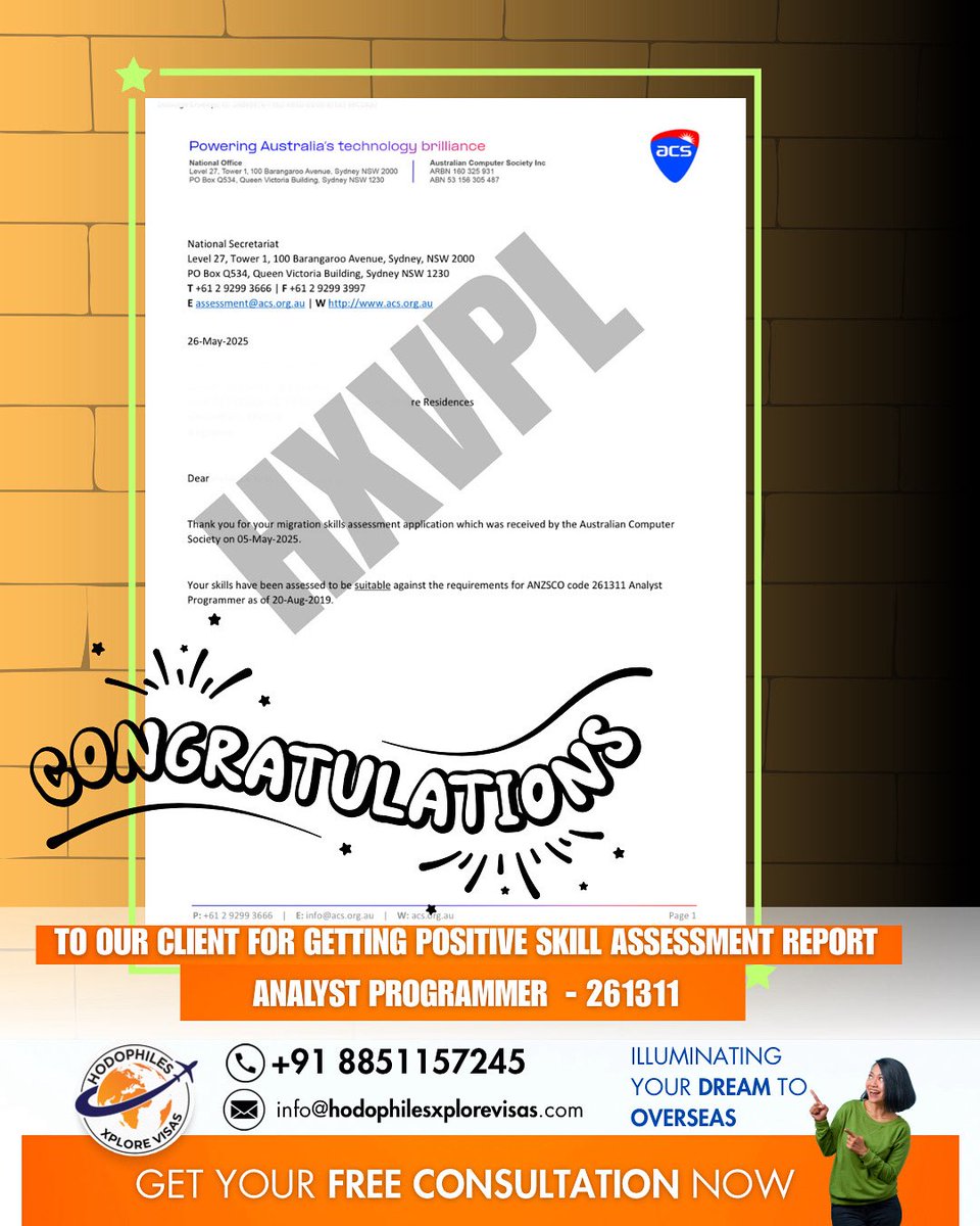Xplorevisas's tweet photo. POSITIVE VETASSESS SKILL ASSESSMENT
APPLY NOW FOR AUSTRALIAN PR IN 2025!
Don’t Miss This Opportunity!
Contact Us: +91 8851157245
Email us : info@hodophilesxplorevisas.com
#australia #australiapr #settleinaustralia #workinaustralia #jobsinaustralia https://t.co/CT26ND75Pg
