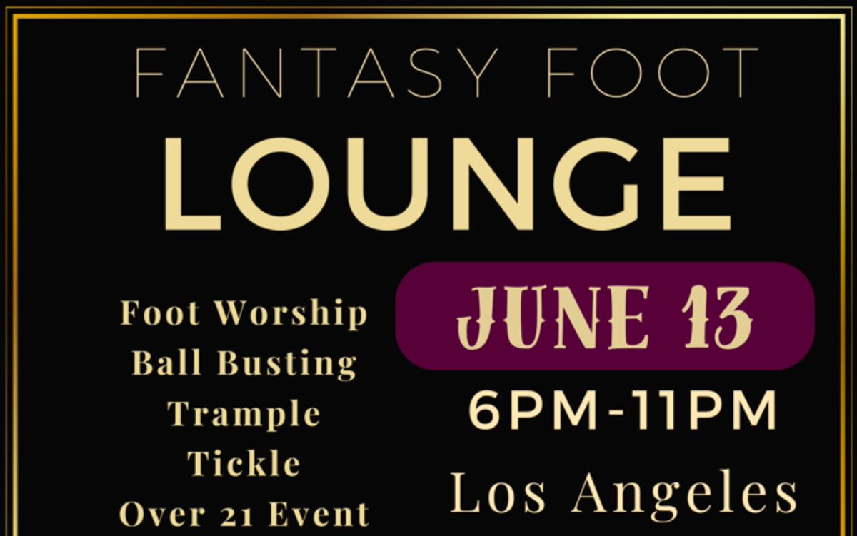 You’ve dreamed it, we’re doing it.
Get up close with gorgeous models who know how to have fun

🎟️ LIMITED tickets. simpletix.com/e/la-fantasy-f…

Lock in your spot before you’re left out. 

#FootWorship #trample #TicklePlay #FootFetish #SoleAddict #FootGoddess #Feet #footdomination
