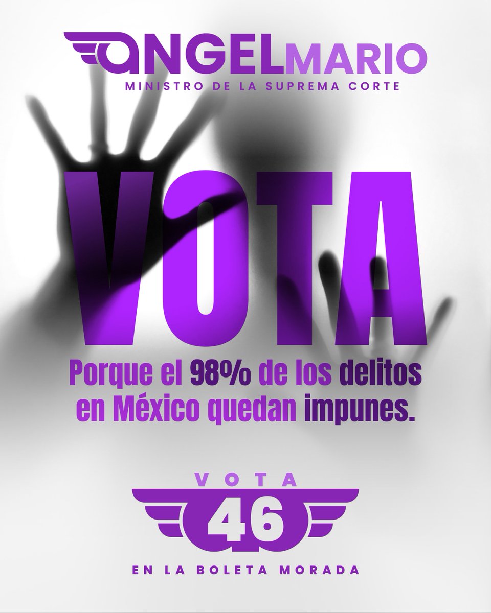 Hoy, la mayoría de los crímenes no se castigan. Eso no es justicia, es abandono. Este 1ero de junio, escribe 46 en la boleta morada y vota por un sistema que sí funcione.
.
.
#Escribe46 #BoletaMorada #ElAngelDeLaJusticia #Vota46 #AngelMarioMinistro