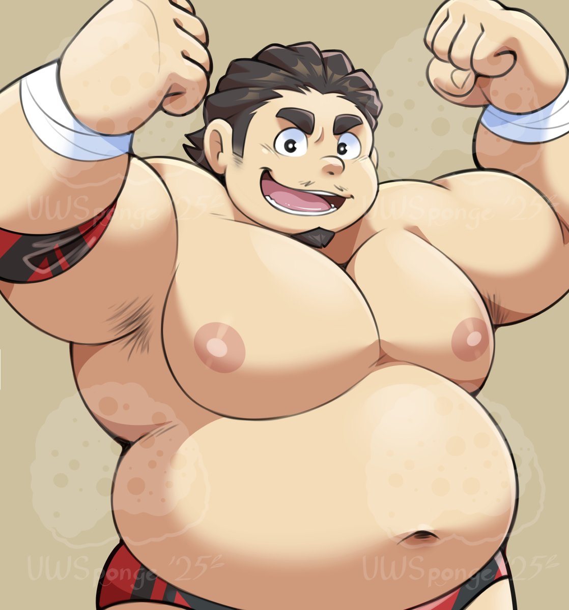 Here's a character I designed sometime ago when talking with Kenta! He's Bayu, graphic designer for Vlad's promotional posters, who also wrestle secretly at night! 💪😤 Any taker? He's pretty strong~😏