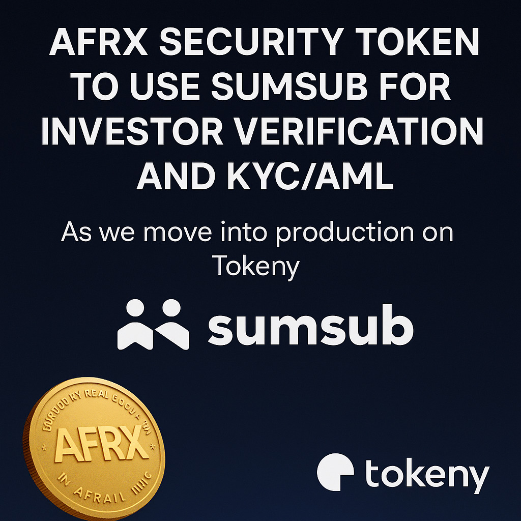 AfrailX's tweet photo. $AFRX Security Token will use #Subsum for investor verification and KYC/AML as we move into production on #Tokeny. Subsum enables fast, secure onboarding with reusable digital credentials for web3 compliance.
Learn more 👉 https://t.co/mIGWto92MY
#AFRX #Tokeny #Subsum #KYC #AML https://t.co/0Qpmdz3OXK