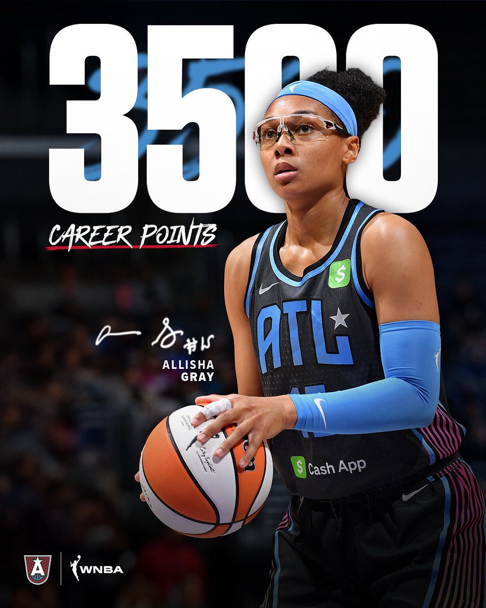 Atlanta Dream (@atlantadream) on Twitter photo YOU’VE WITNESSED GRAYTNESS 🔥🥽
With her 19th point of the night, <a href="/Graytness_15/">Allisha Gray</a> has surpassed 3500 career points!
#DoItForTheDream YOU’VE WITNESSED GRAYTNESS 🔥🥽
With her 19th point of the night, <a href="/Graytness_15/">Allisha Gray</a> has surpassed 3500 career points!
#DoItForTheDream