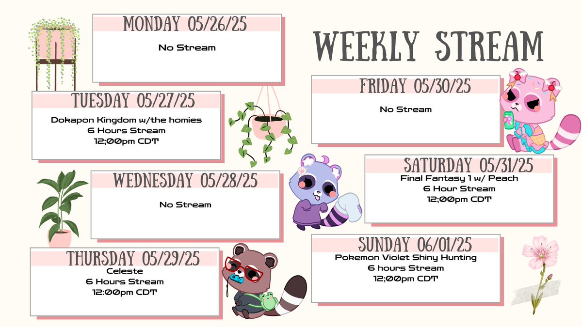 Pokeash30able's tweet photo. I'm gonna finally start posting my stream schedule!! Here's it is for this week https://t.co/yb6p9McHH3