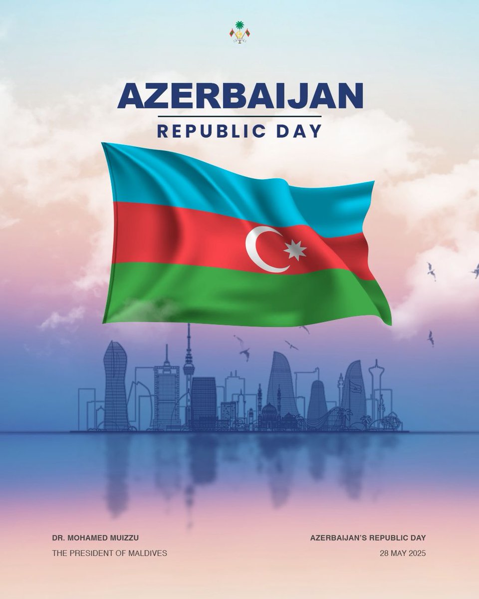 Dr Mohamed Muizzu (@mmuizzu) on Twitter photo Warm greetings to HE President Ilham Heydar oglu Aliyev <a href="/presidentaz/">Ilham Aliyev</a>, HE PM Ali Hidayat oglu Asadov and the people of Azerbaijan on your Independence Day. This historic day reflects the resilience and unity of the Azerbaijani people. The Maldives remains committed to Warm greetings to HE President Ilham Heydar oglu Aliyev <a href="/presidentaz/">Ilham Aliyev</a>, HE PM Ali Hidayat oglu Asadov and the people of Azerbaijan on your Independence Day. This historic day reflects the resilience and unity of the Azerbaijani people. The Maldives remains committed to