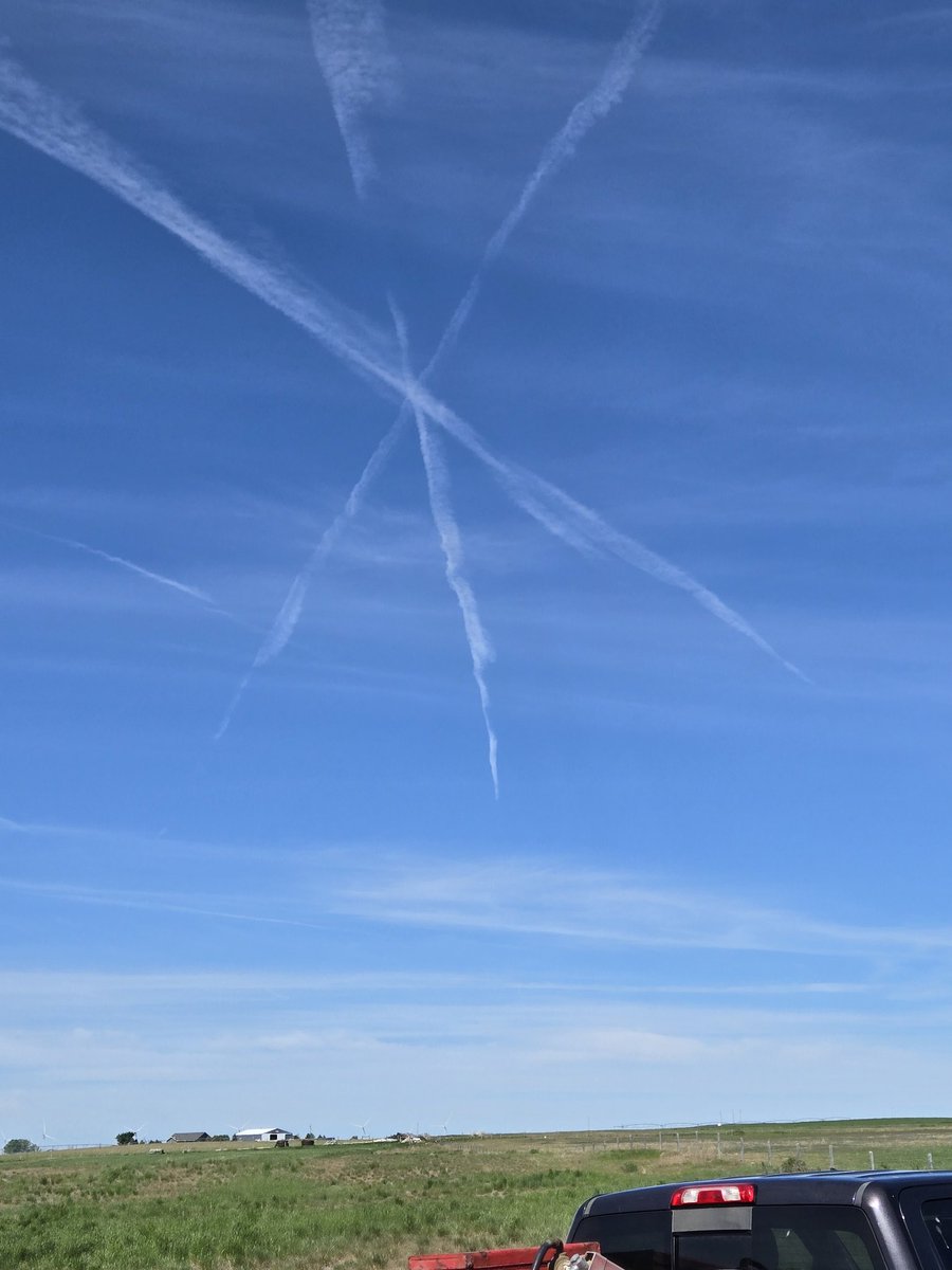 3 jets took off from 3 different airports and headed to land at 3 different airports and crossed in the sky at this exact location.