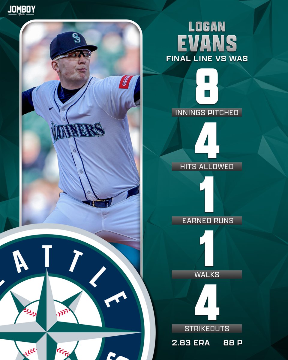TalkinBaseball_'s tweet photo. Eight innings for the Mariners rookie Logan Evans! https://t.co/80LjeoCvpB
