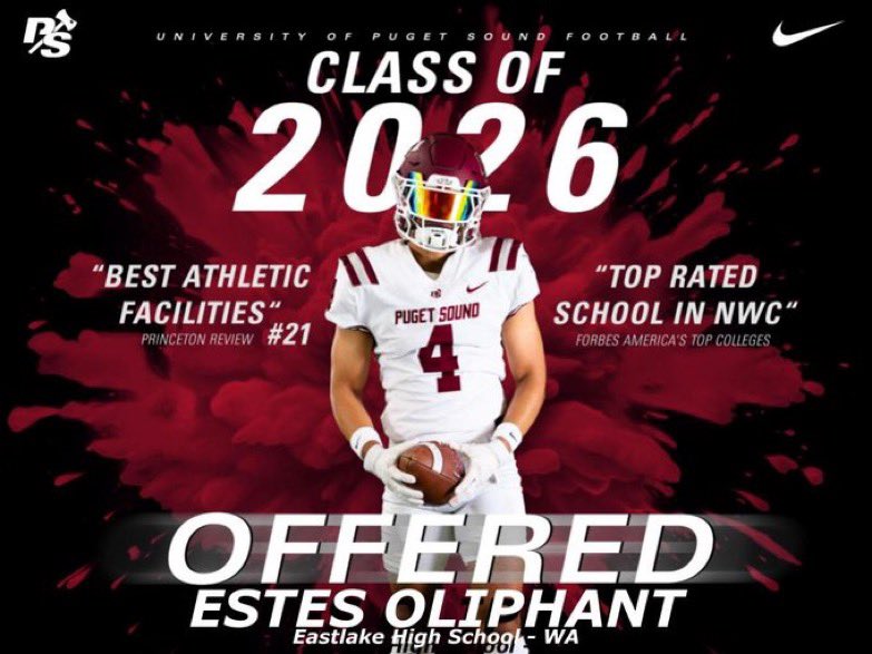 Estes Oliphant (@estesoli33) on Twitter photo I am absolutely honored to announce that I have just received my first college football offer to <a href="/P_S_football/">Puget Sound Football</a> after a great conversation with <a href="/LOGGER_LBCOACH/">UPS Loggers Coach Jeff Schmidt</a> thank you so much for this opportunity!!!!!!! I am absolutely honored to announce that I have just received my first college football offer to <a href="/P_S_football/">Puget Sound Football</a> after a great conversation with <a href="/LOGGER_LBCOACH/">UPS Loggers Coach Jeff Schmidt</a> thank you so much for this opportunity!!!!!!!