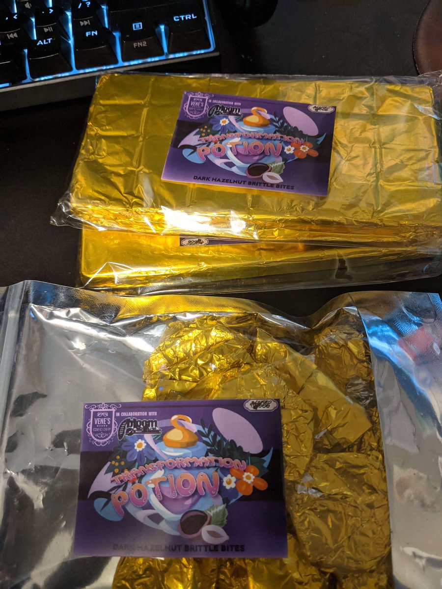 The test samples from <a href="/VeneBunVT/">Vene Bunster: (YT/Twitch/IRIAMUS)</a> and <a href="/HayamiEstate/">Hayami Estate | Mixed media content creator</a>'s chocolate shop came today! Bloom will soon have his own chocolate brand. We've been working on this since February so it's awesome to see it come to fruition. Will update when they're up for sale!