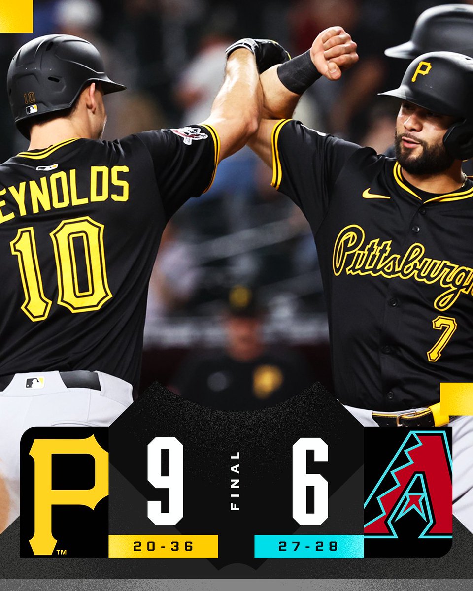 MLB's tweet photo. The @Pirates erase a 6-0 deficit, score 7 times in the 8th inning for the comeback win. https://t.co/Mbht53oml9
