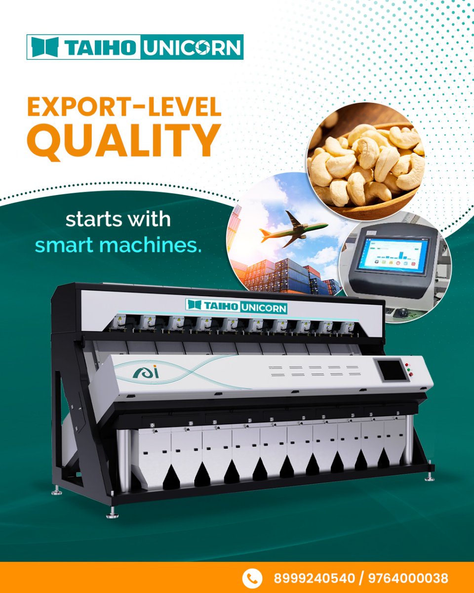 SorterUnic70896's tweet image. Meet international grading and sorting standards with ease.
Uniform size + spotless sorting = export-ready batches that fetch higher prices in the market.

📷 Contact us today!
Call Now: +91 96577 22184

#magic400 #gradingmachine #unicorncolorsorter #UnicornSorter #SortingMachine