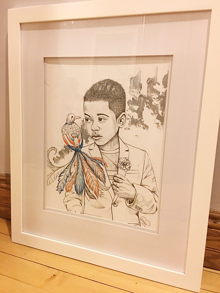 wadecreate's tweet image. Meet Elliott the Great — a little boy in a suit with a bird on his shoulder, symbolizing freedom and voice. A limited edition black &amp;amp; white print that honors quiet strength and childhood brilliance.
🖼️ → wadecreate.com/fine-art-print…