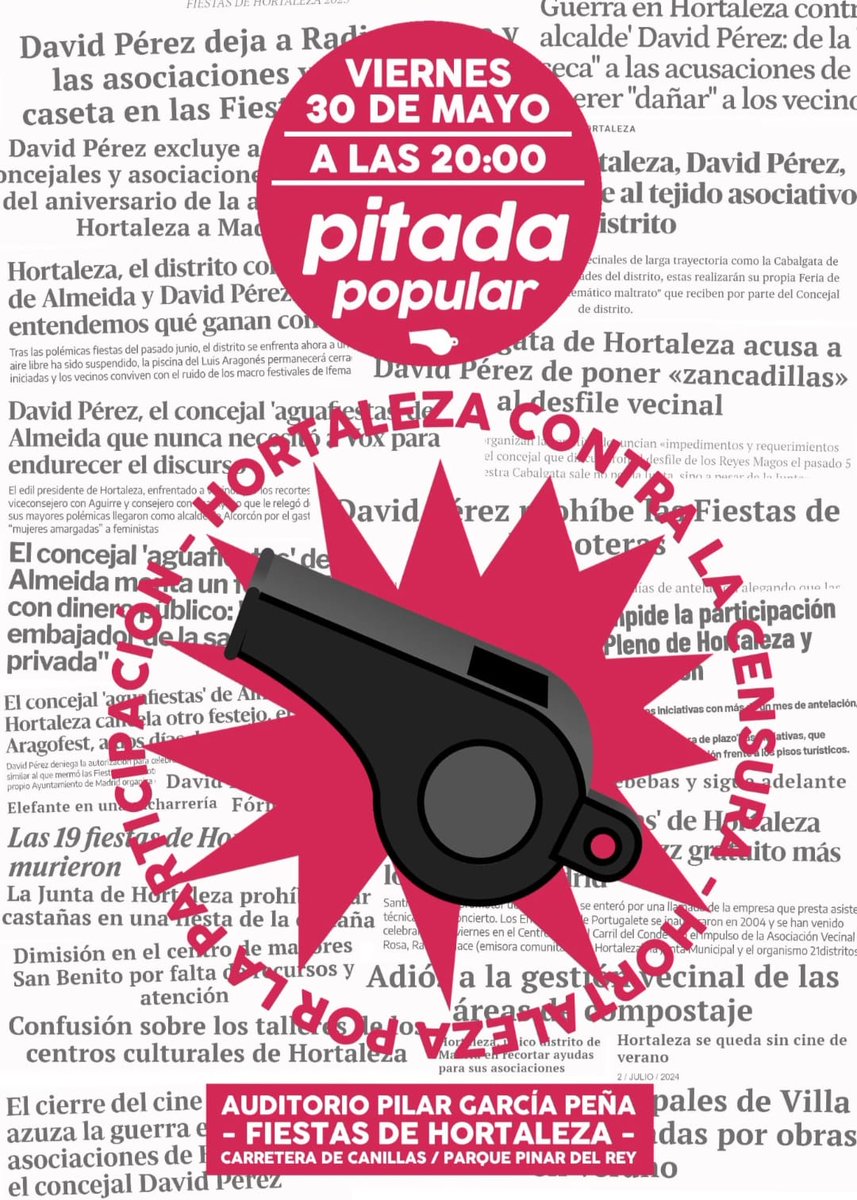 No nos olvidemos de que David Pérez nos prohibió el Luis Aragofest del año pasado, y muchas más cosas, por ello, el viernes estaremos pitando al Concejal con todas nuestras fuerzas.