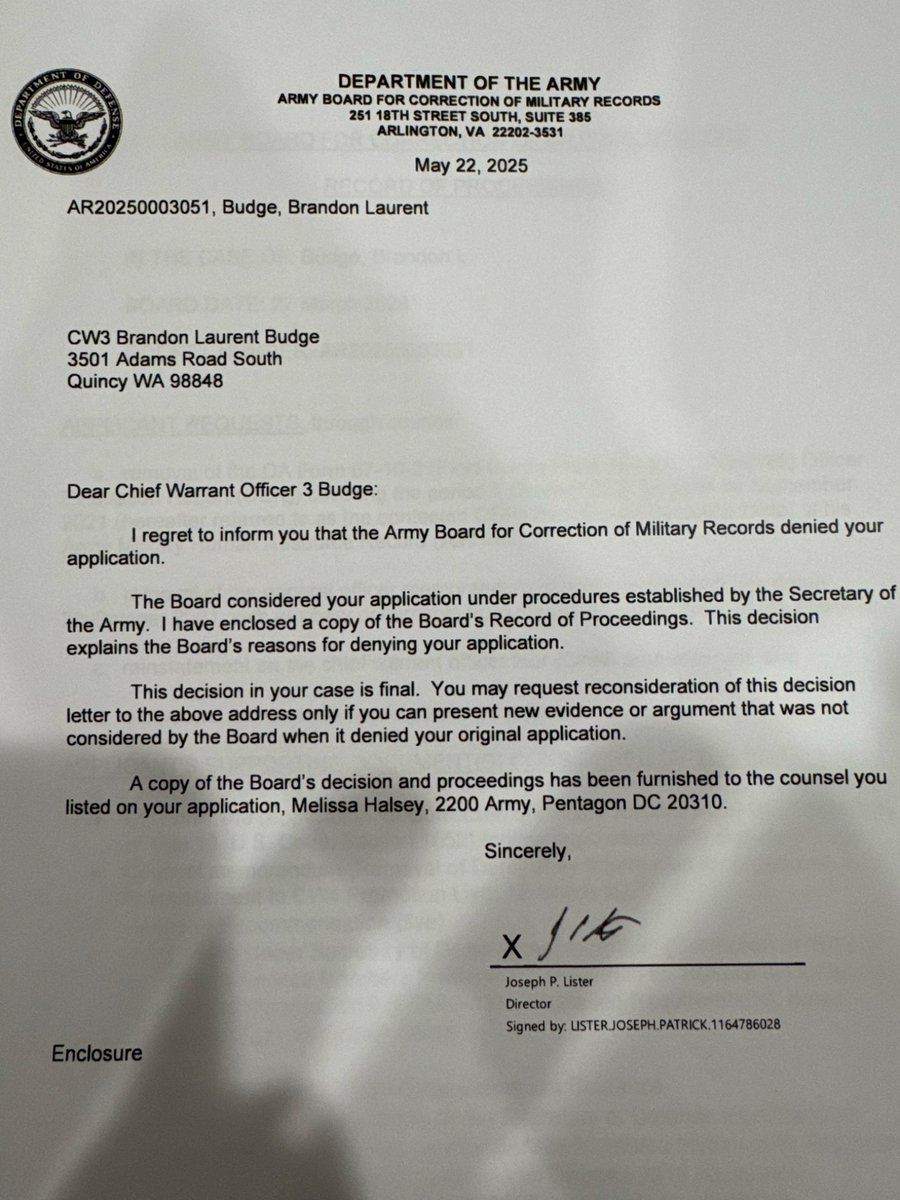 Substitution (@lucky7_blb) on Twitter photo Hey <a href="/DODResponse/">DOD Rapid Response</a> here’s what the ARMY BOARD OF CORRECTIONS DOES WITH OUR APPLICATIONS FOR RELIEF FOLLOWING THE COVID MESS.
My application was denied. I lost CW4, I was given a GOMOR, my family and I were put through hell. We were drug through the mud.
This is what four years Hey <a href="/DODResponse/">DOD Rapid Response</a> here’s what the ARMY BOARD OF CORRECTIONS DOES WITH OUR APPLICATIONS FOR RELIEF FOLLOWING THE COVID MESS.
My application was denied. I lost CW4, I was given a GOMOR, my family and I were put through hell. We were drug through the mud.
This is what four years