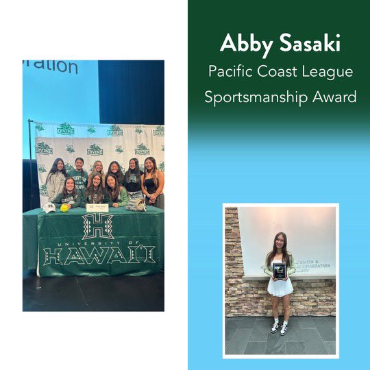 Congrats to our own Abby Sasaki for winning Pacific Coast League Sportsmanship award 🎉