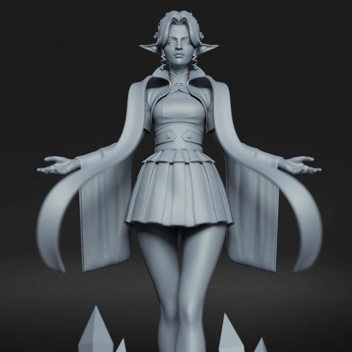 qingzhu_zq's tweet photo. Joining this month’s #VGENChallenge with the theme Emerald! 🌿
Here’s my 3D printable elf, Elaris Emeraldine, sculpted in ZBrush, fully cut &amp; keyed for easy 3D printing &amp; assembly.
#VGENEmerald #ZBrush #3DPrintable #FantasyFigure #OriginalCharacter https://t.co/4Yr0Uy7oWx