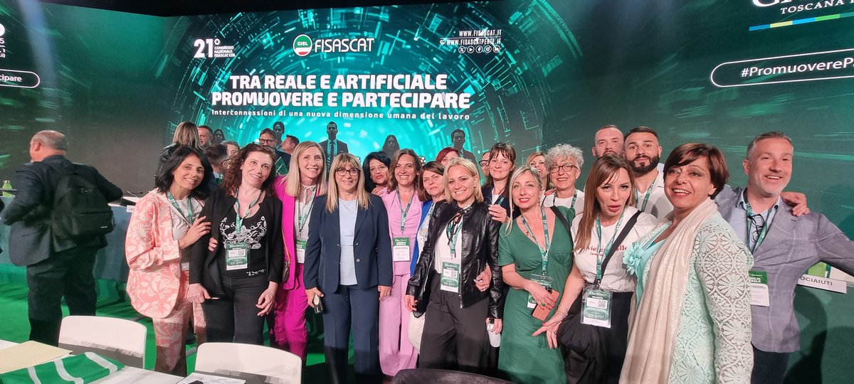 FisascatRoma2's tweet photo. 🟢Fisascat Lazio al Congresso Nazionale della @FisascatCisl75 Cisl Leitmotiv — “Tra reale e artificiale, promuovere e partecipare”  #PromuoverePartecipare https://t.co/6Gqc7cWsWw