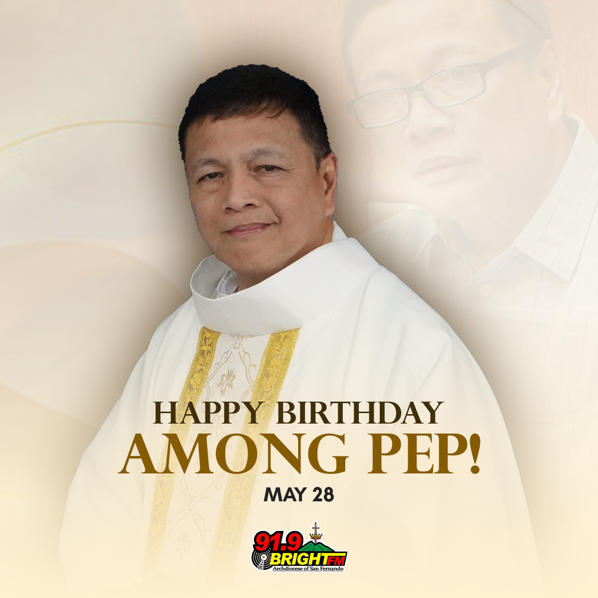 radio_asf's tweet photo. Joyful birthday greetings to our "Among sa Himpapawid" Rev. Fr. Joseph Mary D. Bacay, Station Administrator of DWBL 91.9 Bright FM, the Radio Station of the Archdiocese of San Fernando, Pampanga.

Magrasya at Masayang Kebaitan pu, Among Pep! https://t.co/Liu7ORH6ZH