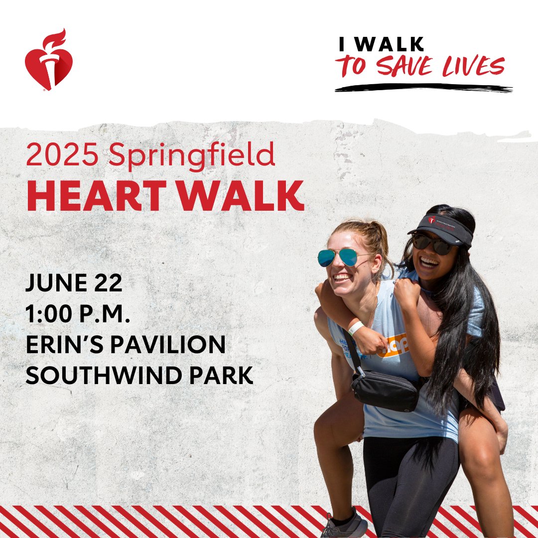 Every walker who joins, every dollar donated, means more people trained in lifesaving CPR, more research and more lifesaving moments for everyone. See you June 22 at Erin’s Pavilion in Southwind Park for the Springfield Heart Walk. Register now at spr.ly/6013N3DQ1