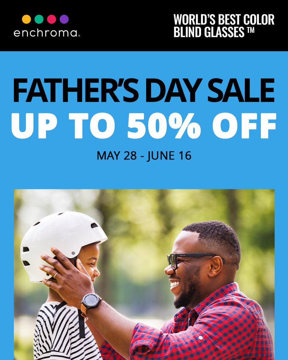 👓 This Father’s Day, give Dad the gift of color!

Now, up to 50% off. Make this Father’s Day unforgettable 🧡 

#FathersDayGift #EnChroma #ColorForDad #ColorblindGlasses #SeeTheDifference #FathersDay2025 #ColorblindAwareness #EnChromaSale #CATxEnChroma #FlipClips #GiftOfColor