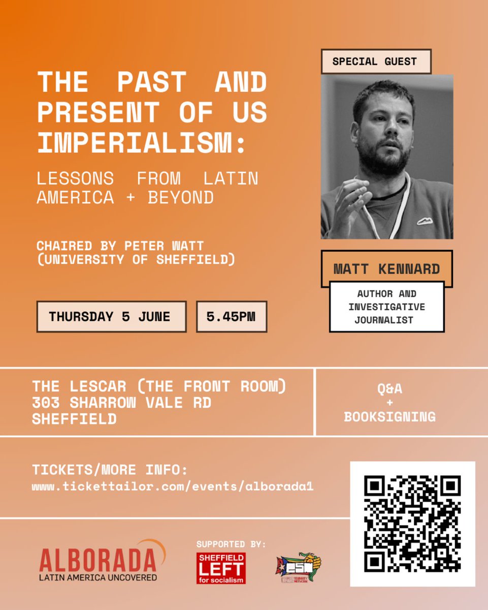 Independent Media Association (@ima_press) on Twitter photo 🗣️<a href="/alboradanet/">Alborada</a> and Peter Watt host a discussion by investigative journalist <a href="/kennardmatt/">Matt Kennard</a> who will be in Sheffield on 5 June, 5.45pm-8pm to discuss his latest 📕book, "The racket: A rogue reporter vs the American empire"
🎟️TICKETS: shorturl.at/xEavn
<a href="/pablonav1/">Pablo Navarrete #StopArmingIsrael</a> <a href="/alboradafilms/">Alborada Films</a> 🗣️<a href="/alboradanet/">Alborada</a> and Peter Watt host a discussion by investigative journalist <a href="/kennardmatt/">Matt Kennard</a> who will be in Sheffield on 5 June, 5.45pm-8pm to discuss his latest 📕book, "The racket: A rogue reporter vs the American empire"
🎟️TICKETS: shorturl.at/xEavn
<a href="/pablonav1/">Pablo Navarrete #StopArmingIsrael</a> <a href="/alboradafilms/">Alborada Films</a>