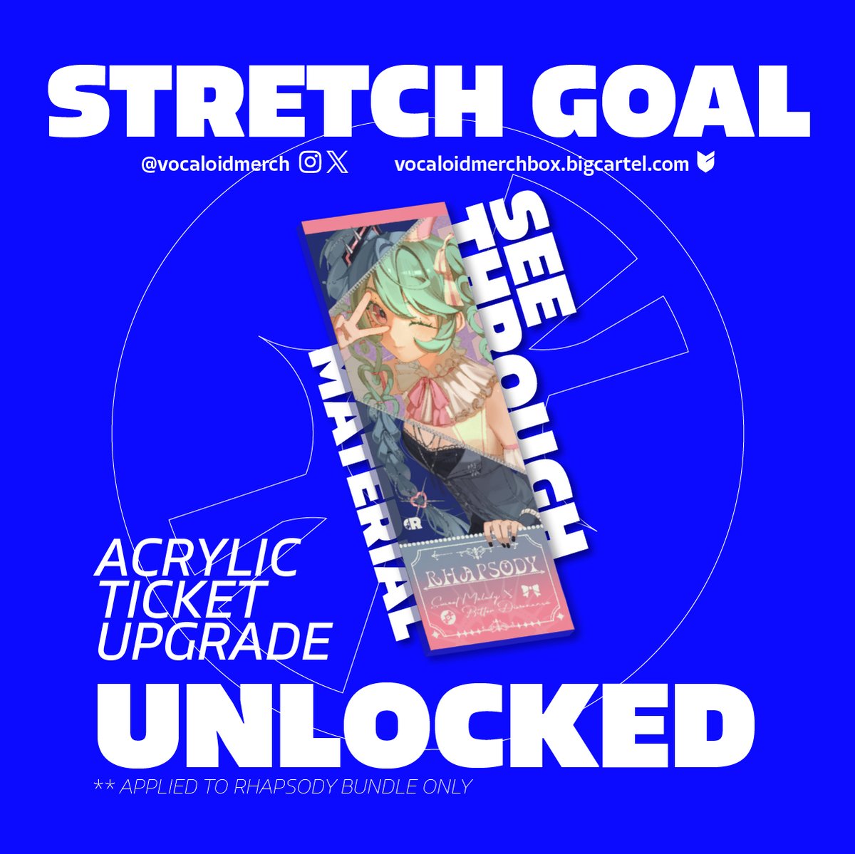 ✶ 50 SALES ✶
We've reached our second milestone! An acrylic print ticket upgrade will be coming to RHAPSODY's full bundle!

🛒 INTERNATIONAL: vocaloidmerchbox.bigcartel.com
🛒 UK/EU: rhapsodymerchbox.etsy.com