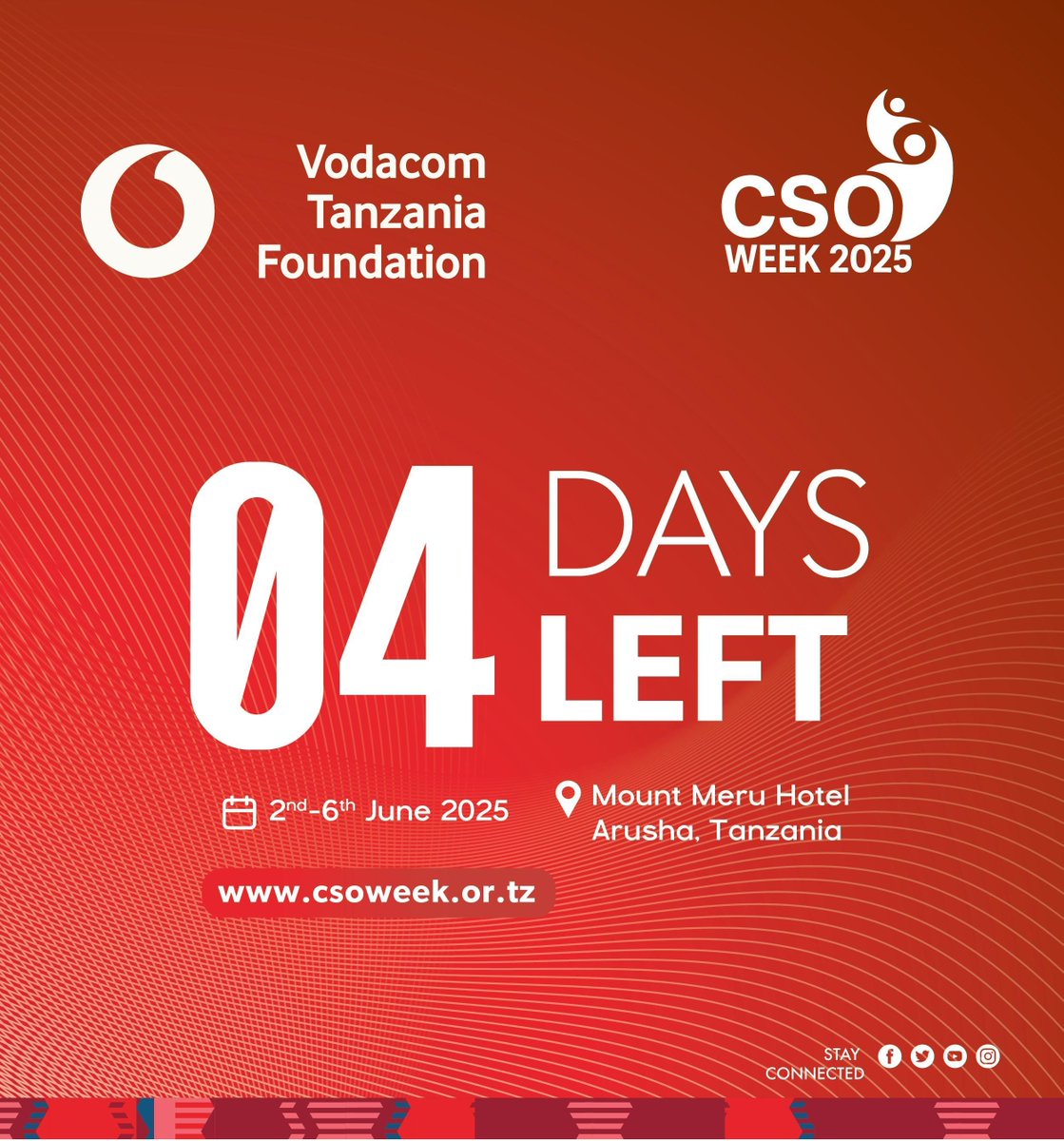 Official Main Partner #CSOWEEK2025

Vodacom Tanzania Foundation is the Main Partner of #CSOWEEK2025 for the second year in a row.  

 Let’s celebrate partnerships that drive progress. #Pathwaystoprogress

4 days to go #CSOWeek2025 #WikiYaAzaki2025